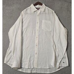 Vineyard Vines Shirt Mens Large Relaxed White Linen Shirt 100% Linen Button Down